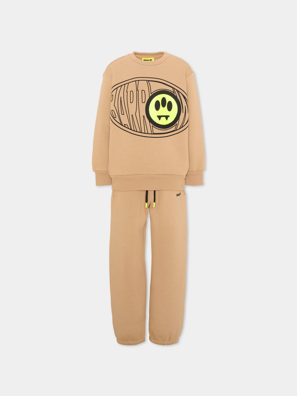 Completo sportivo lungo beige con stampa per bambini,Barrow,F6BKJUKM002 924