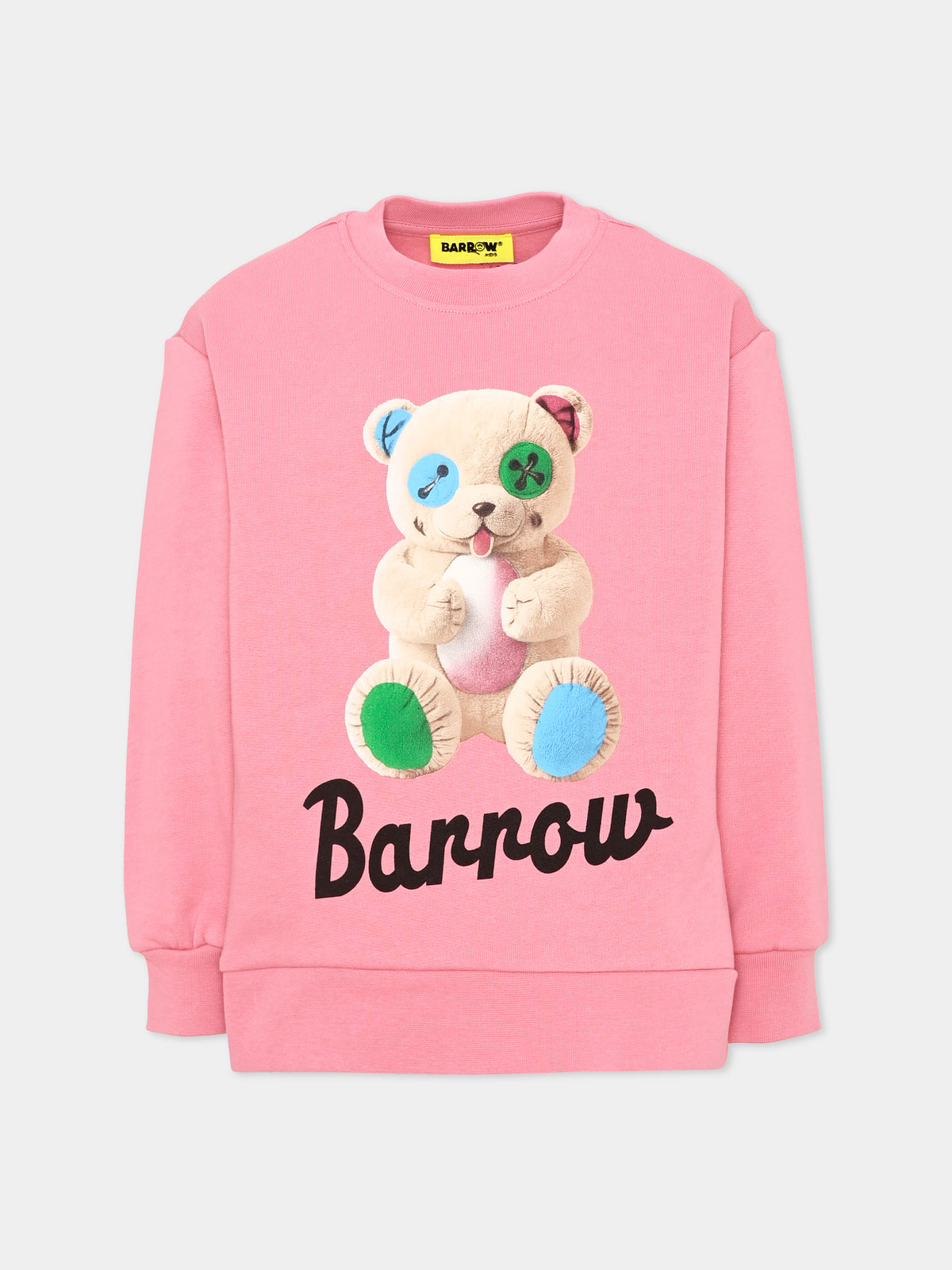 Felpa girocollo rosa con stampa per bambina,Barrow,F6BKJUSW032 409