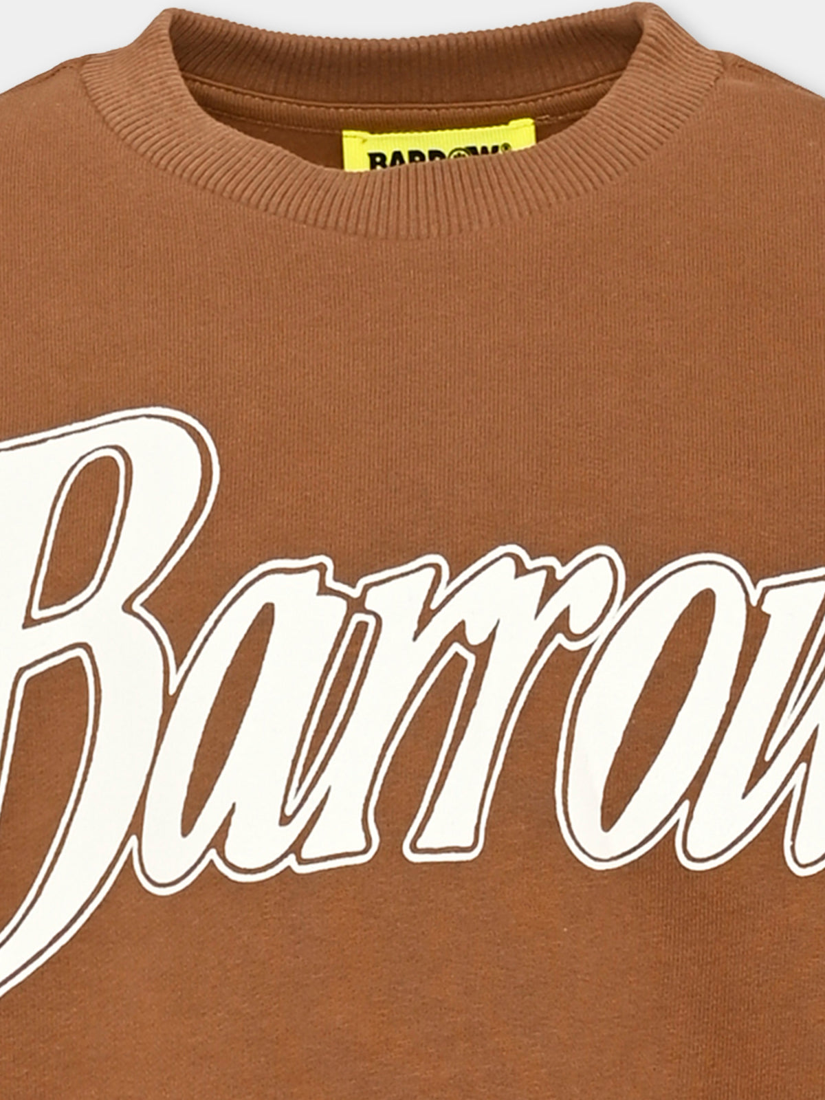 Felpa girocollo marrone con logo per bambini,Barrow,F6BKJUSW162 924