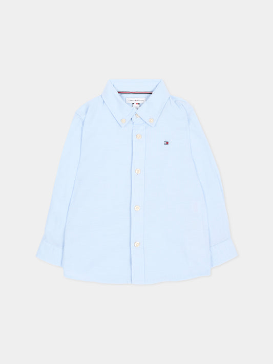 Camicia a manica lunga azzurra per neonato,Tommy Hilfiger Junior,KB0KB10192 C1S