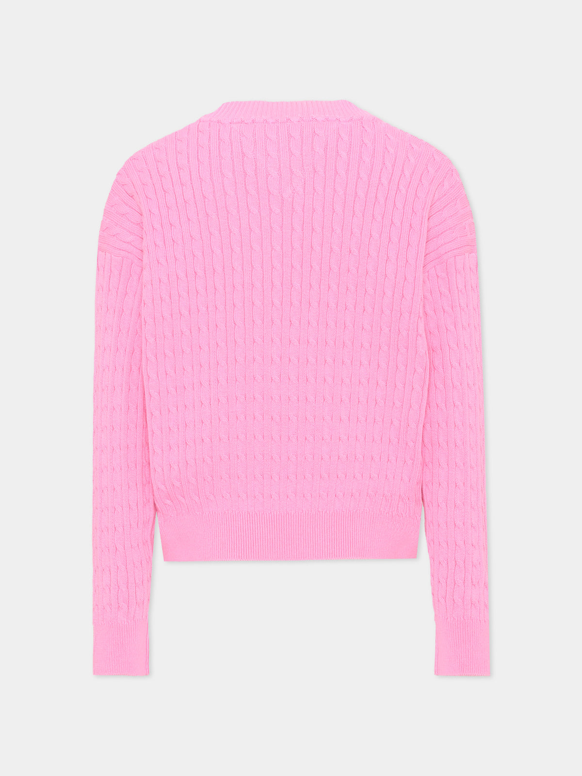 Maglione rosa per bambina a trecce,Tommy Hilfiger Junior,KG0KG08848 TOU