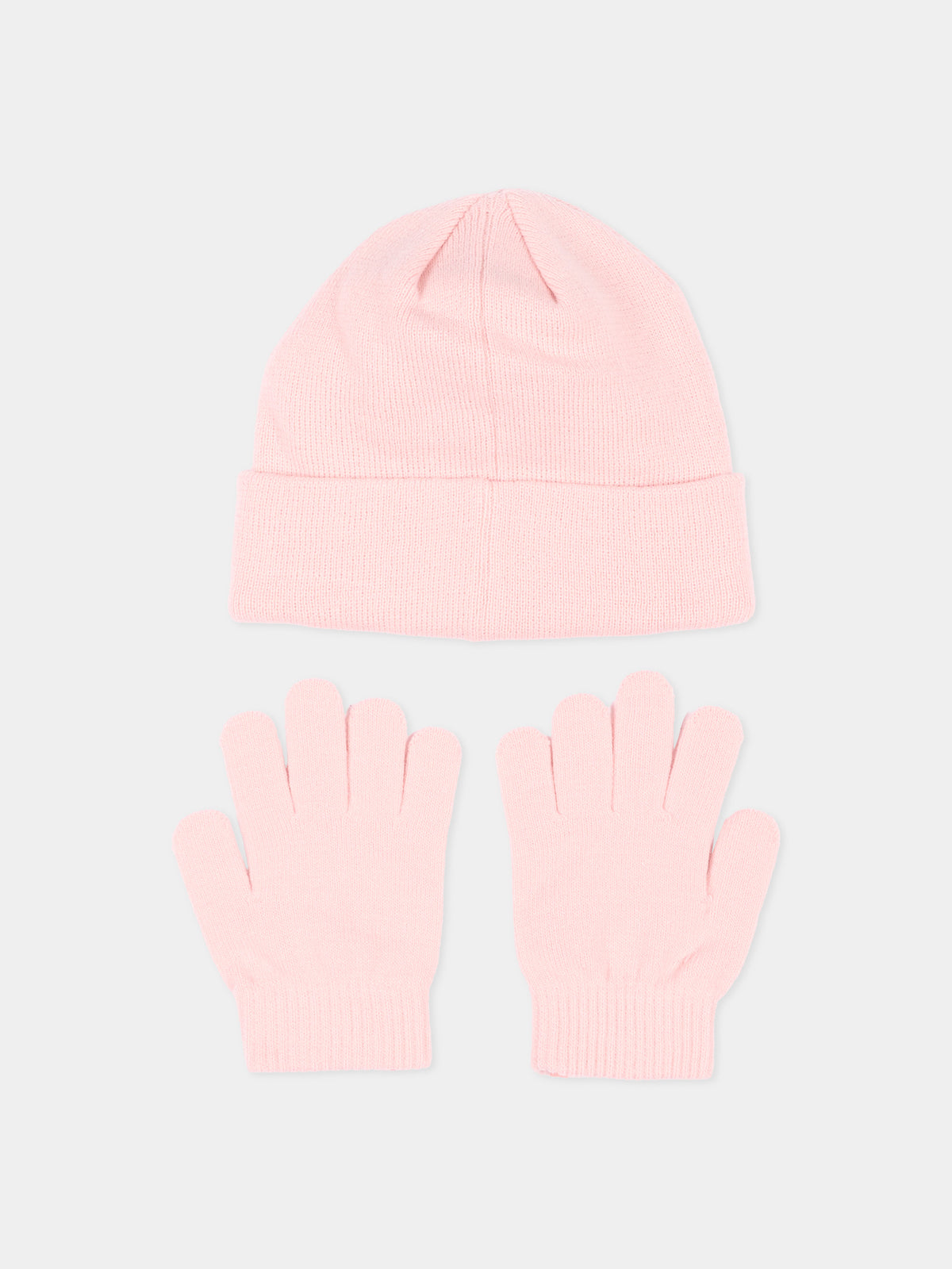 Guanti e berretto rosa per bambina in maglia,Levi's Kids,9A8746 AGJ