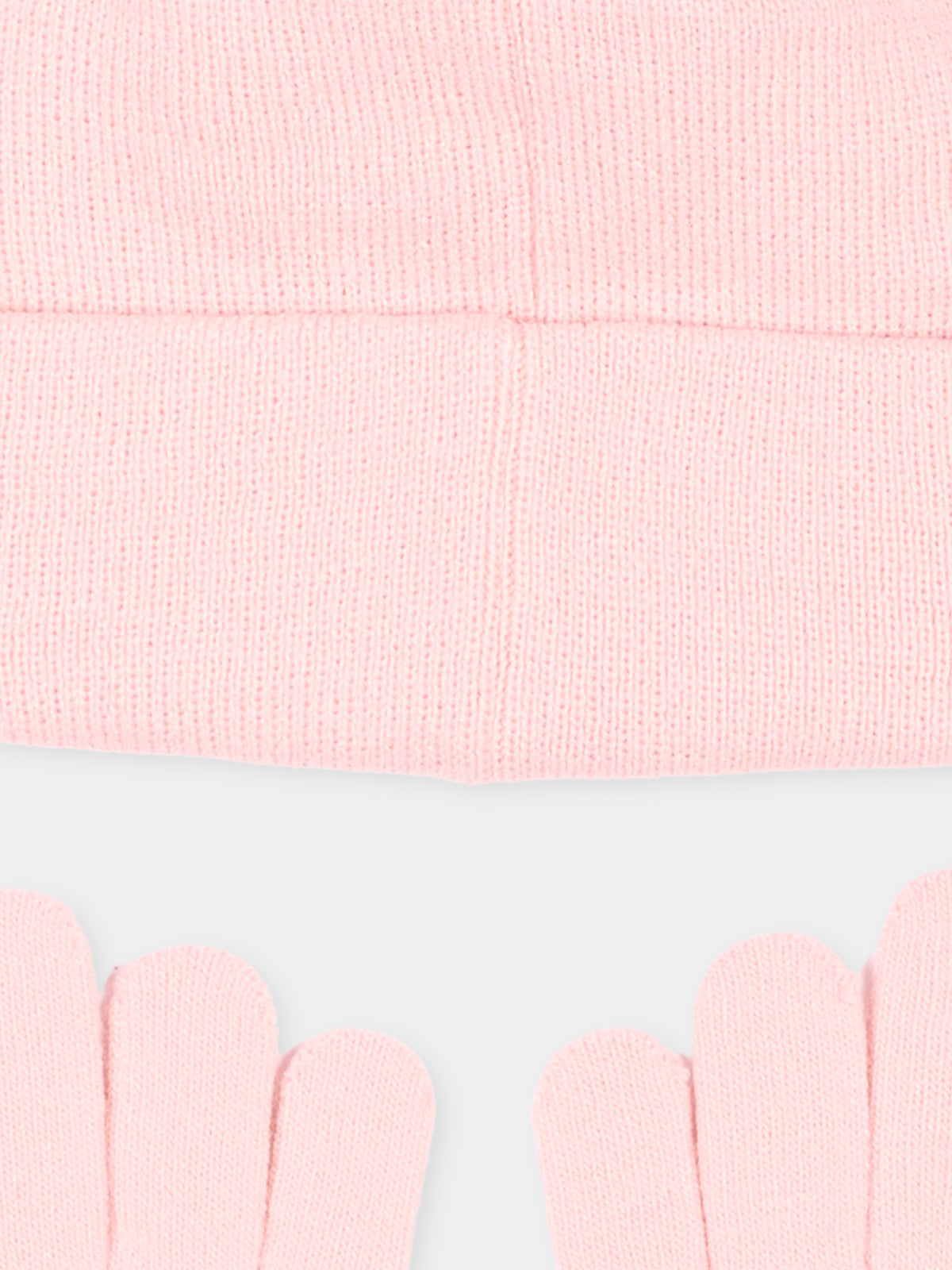 Guanti e berretto rosa per bambina in maglia,Levi's Kids,9A8746 AGJ