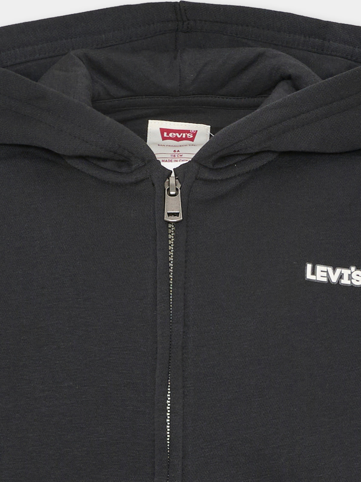 Felpa con zip e cappuccio nera per bambino,Levi's Kids,8ER729 G52