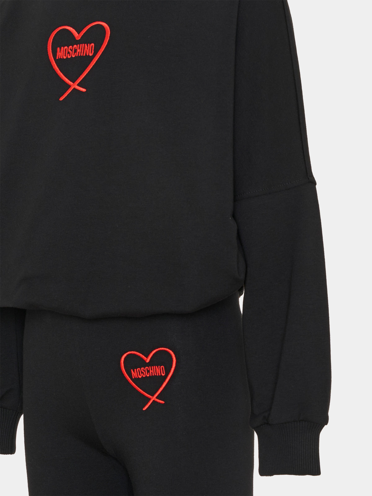 Completo sportivo lungo nero con logo per bambina,Moschino Kids,HDK039 LDA63 60100