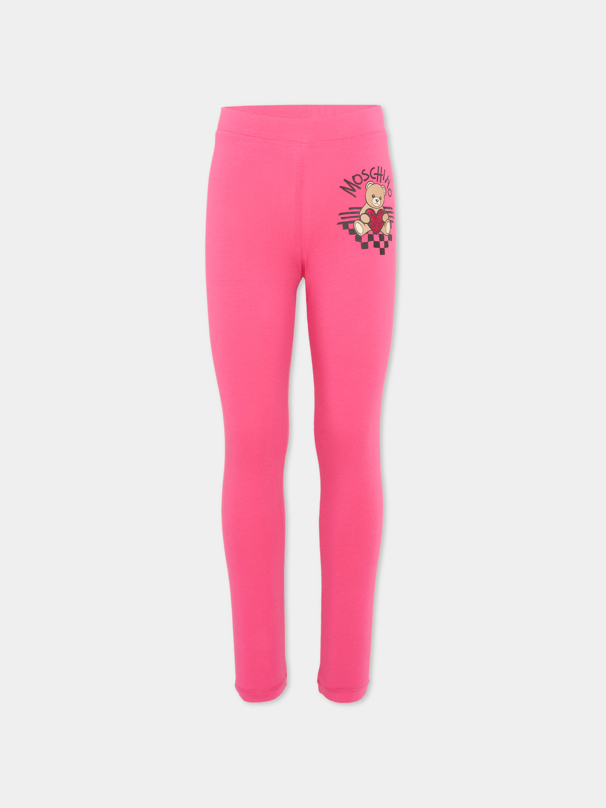 Leggings fucsia per bambina Teddy Bear,Moschino Kids,HHP04X LBA42 51450