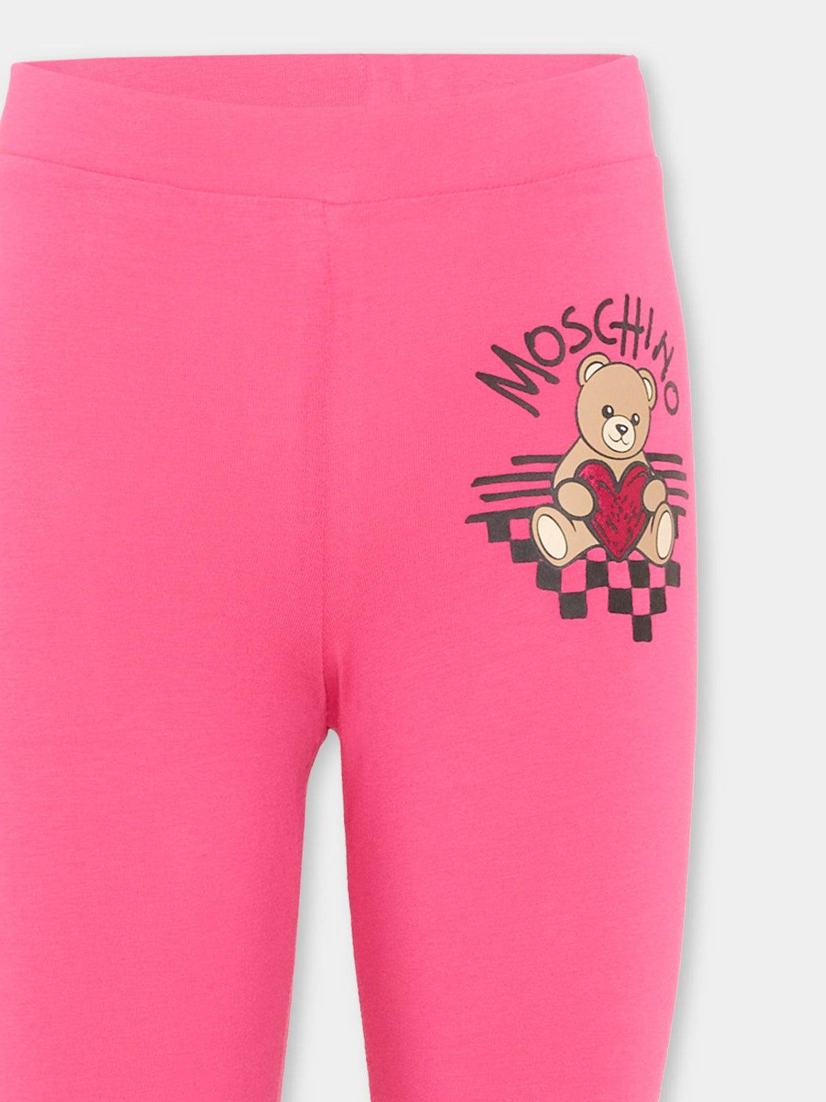 Leggings fucsia per bambina Teddy Bear,Moschino Kids,HHP04X LBA42 51450