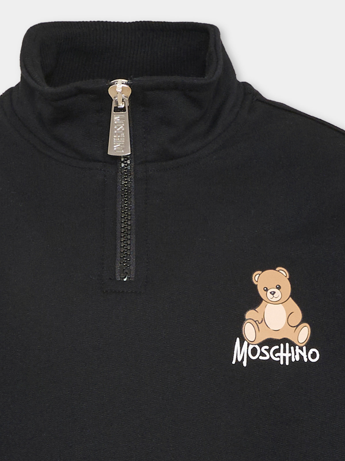 Felpa nera per bambino con zip,Moschino Kids,HUF0A0 LCA94 60100
