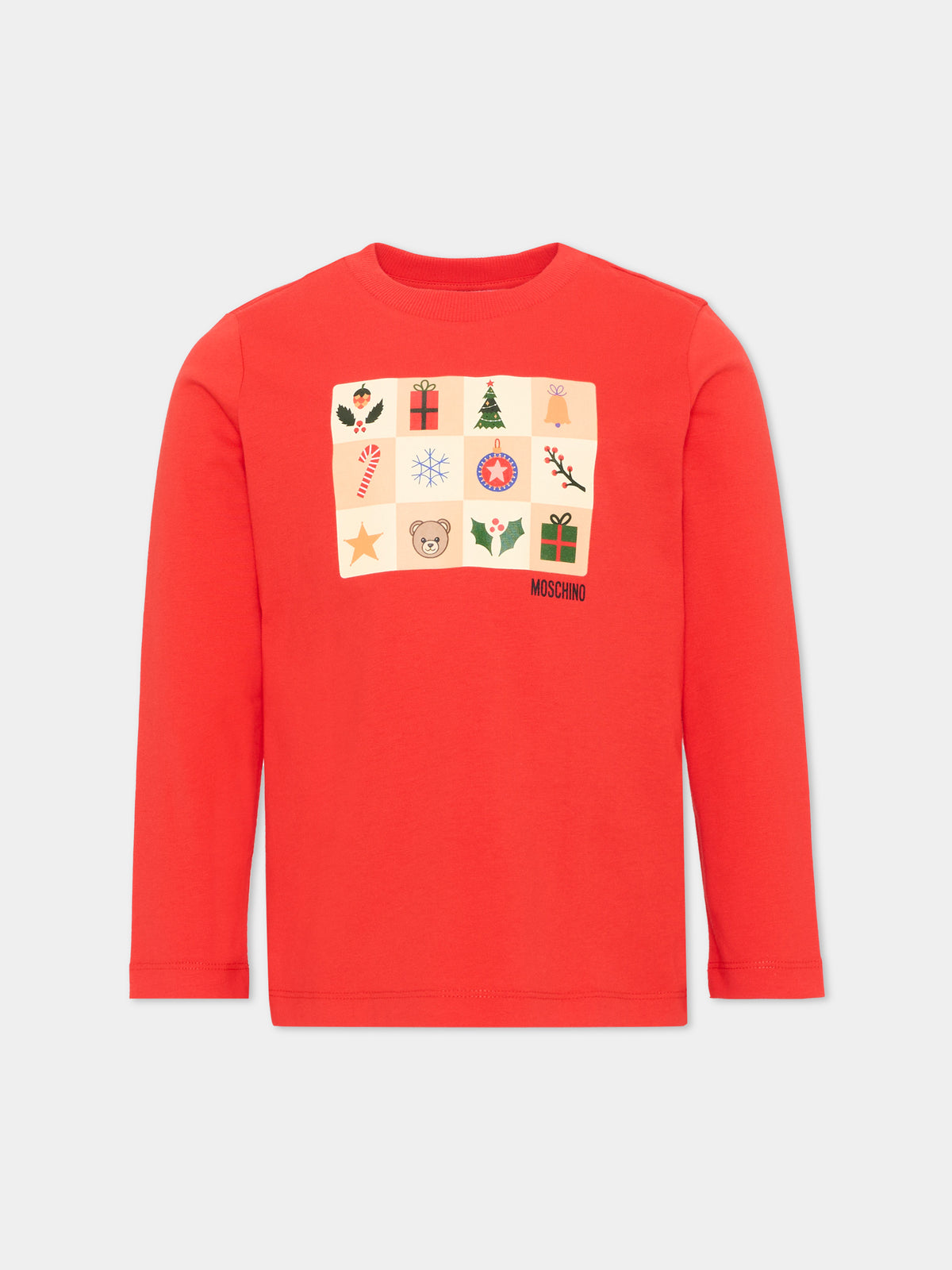 T-shirt rossa per bambino con stampa,Moschino Kids,HYO00J LAA10 50109