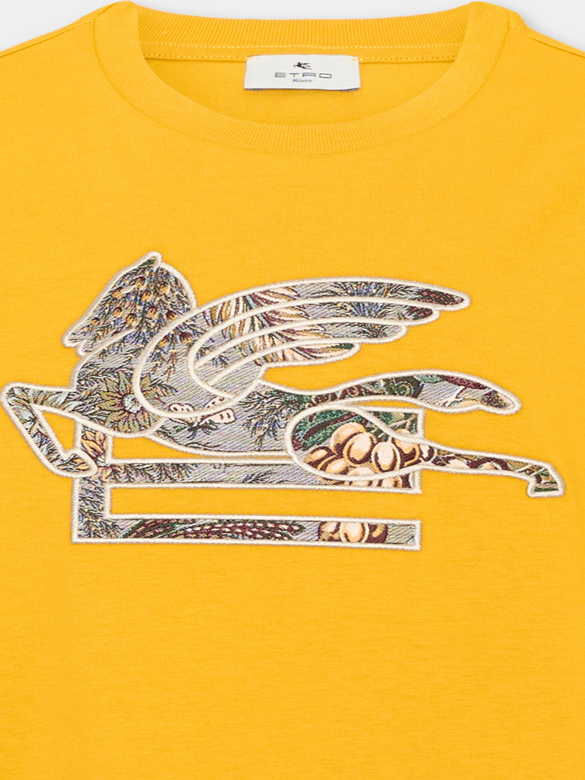 T-shirt a manica lunga gialla con logo per bambini,Etro,GZ8P40 Z3672 216