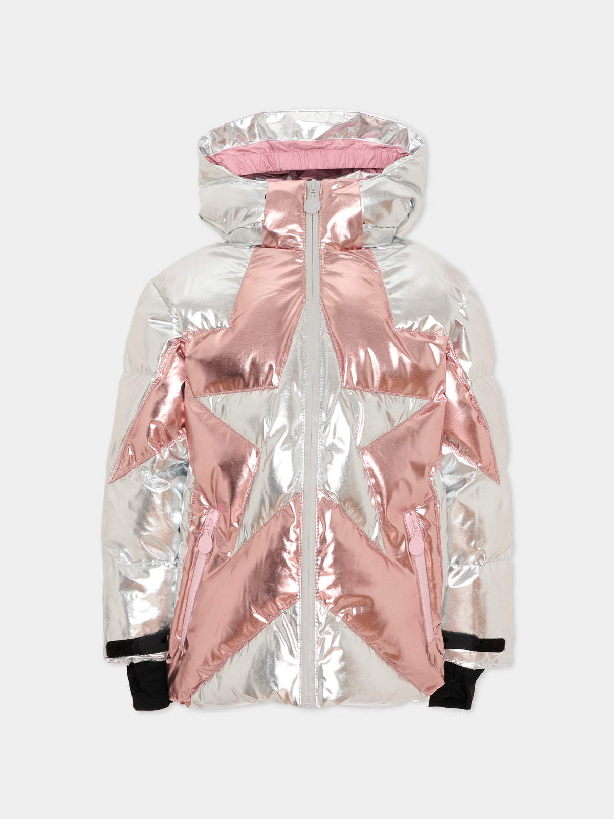 Piumino da neve argento per bambina con stella,Stella Mccartney Kids,TZ2C47 Z3967 925