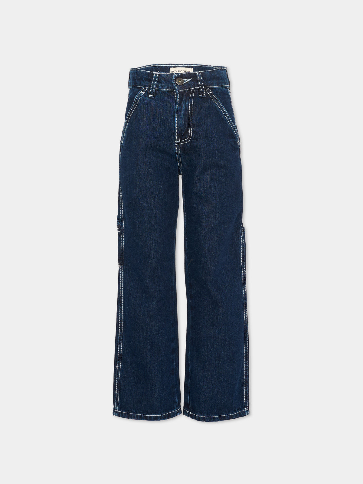Jeans denim per bambino con impunture a contrasto,Roy Roger's Kids,R G148 00 7750
