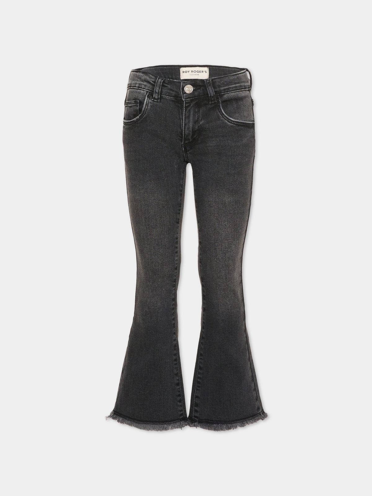 Jeans nero per bambina a fondo sfrangiato,Roy Roger's Kids,R F177 00 7020
