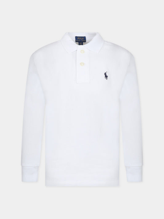 Polo bianca per bambino con iconico cavallino,Ralph Lauren Kids,703634013