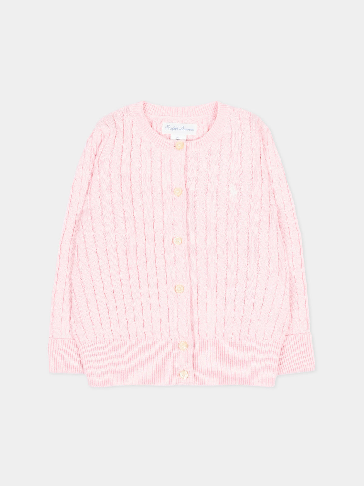 Pink cardigan for babygirl with iconic pony