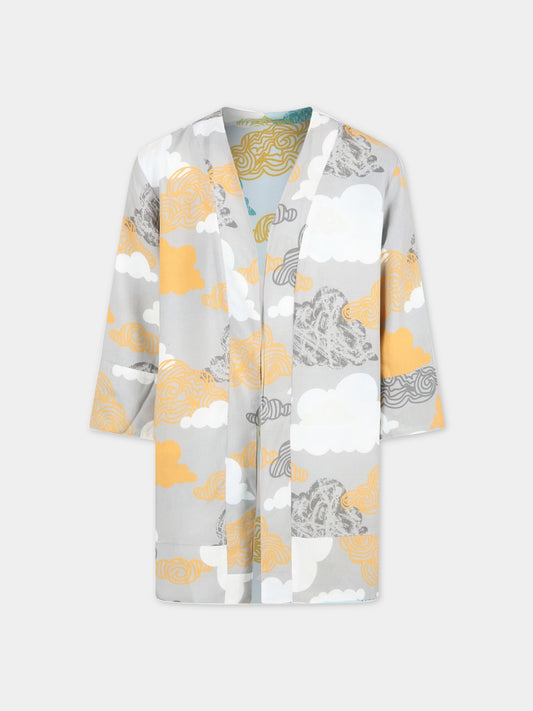 Giacca multicolor per bambini con nuvole,Mood-one,KIMONO REVERSIBILE