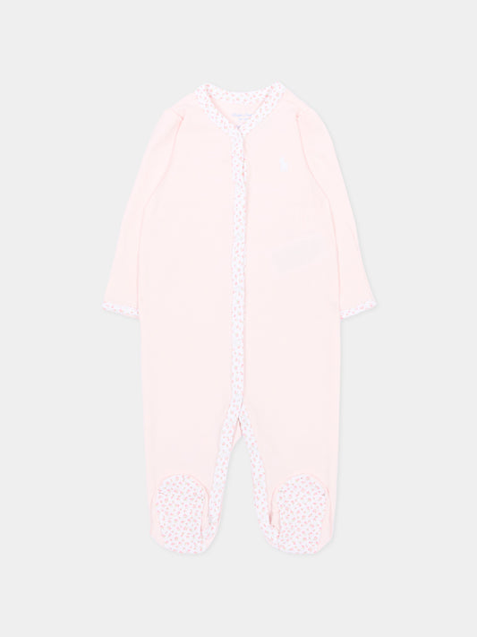 Pink babygrow for baby girl with roses