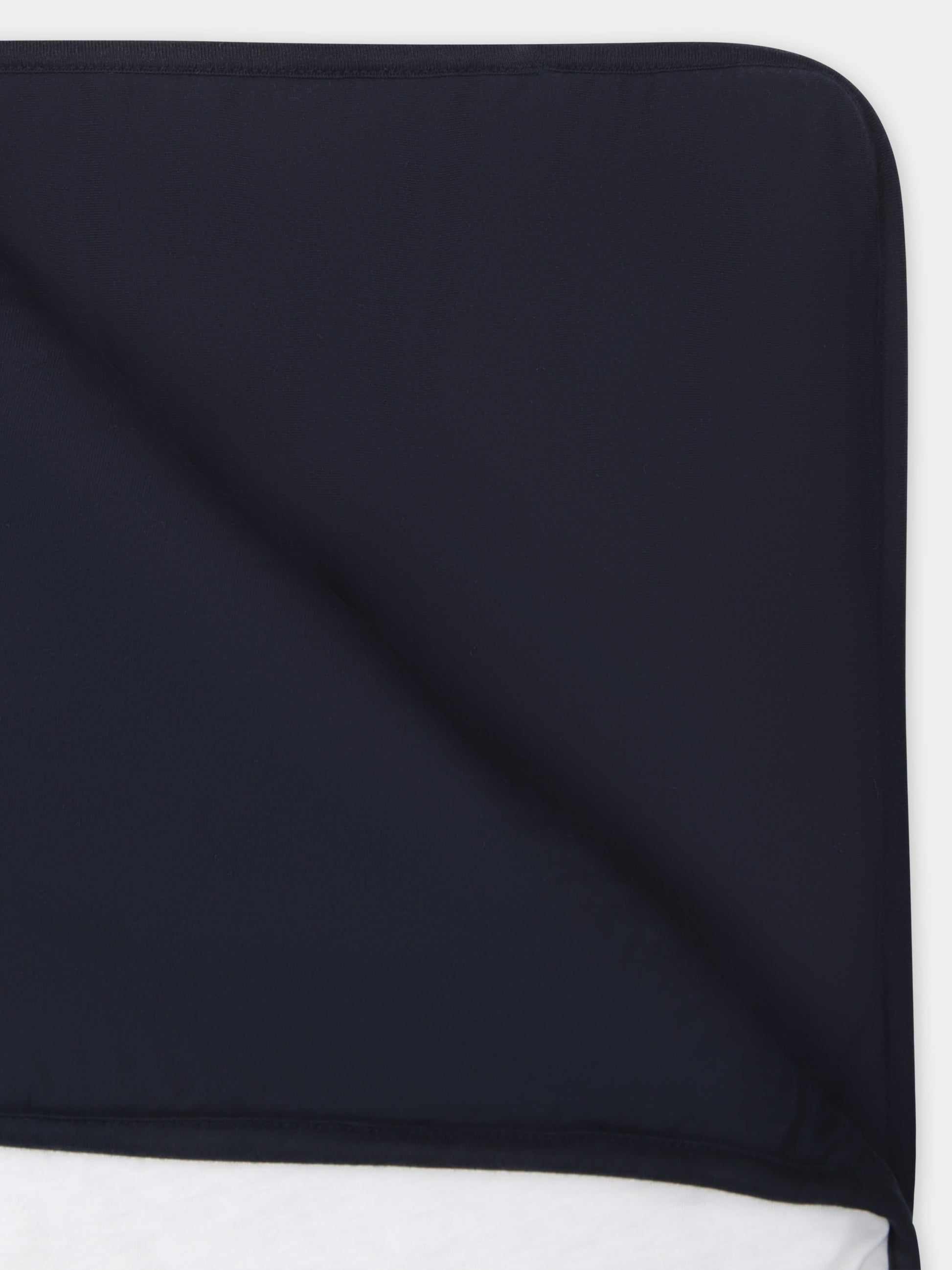Coperta bianca per neonato con doppio logo blu,Balmain Kids,6Q0A10 Z0057 100AZ