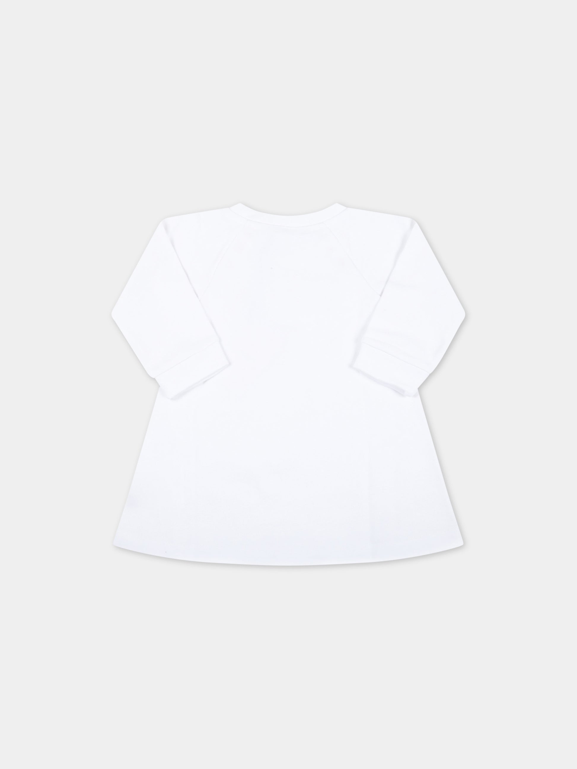 Vestito bianco per neonata con logo dorato,Balmain Kids,6Q1860 F0015 100