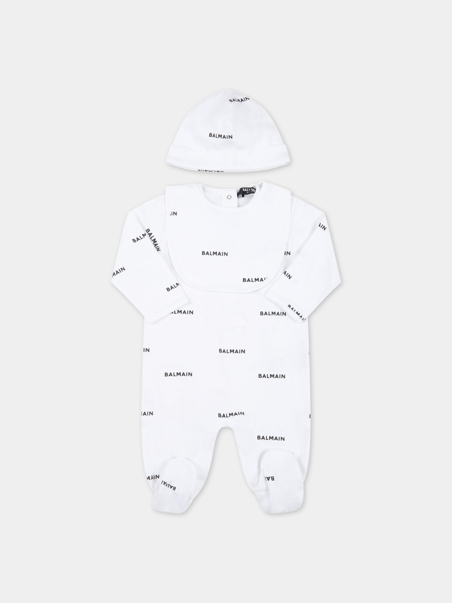Set bianco per neonati con loghi,Balmain Kids,6Q8A90 Z0199 100NE