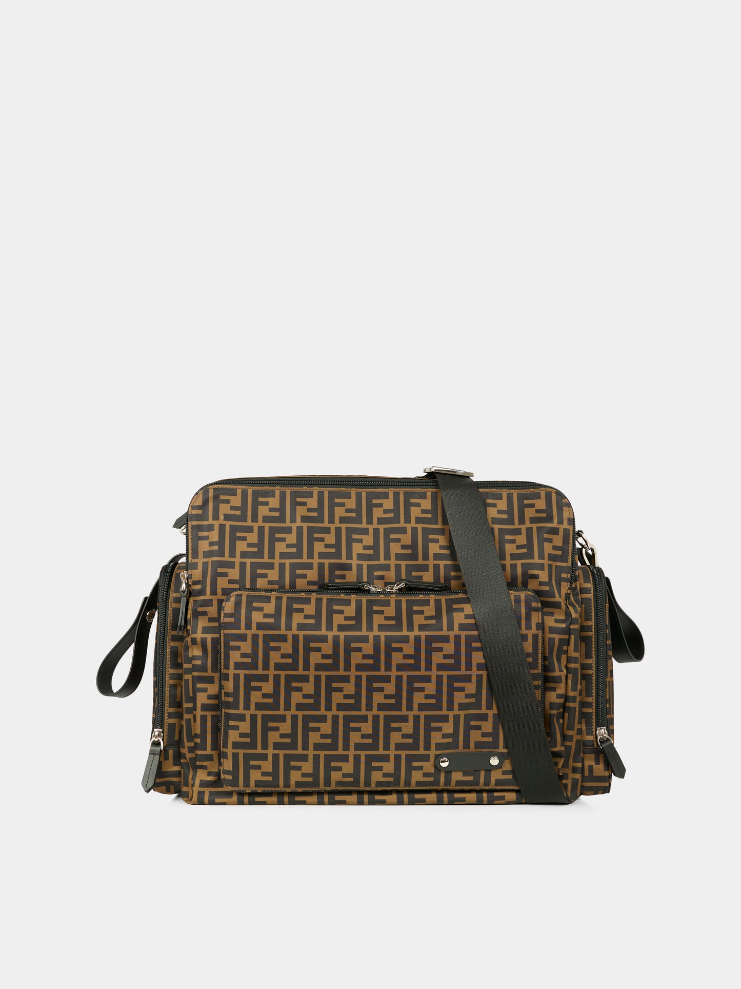 Borsa mamma marrone per neonati con doppia FF,Fendi Kids,7VB013 AFV5 F14TW
