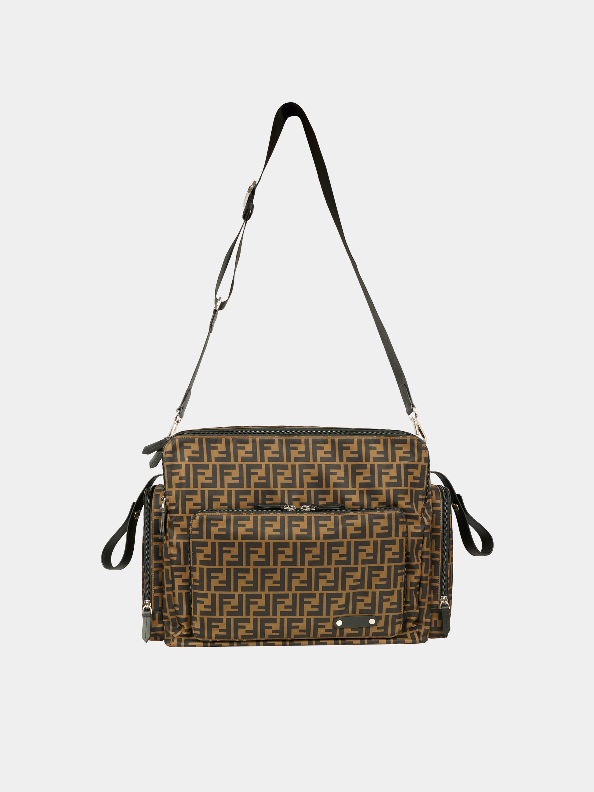 Borsa mamma marrone per neonati con doppia FF,Fendi Kids,7VB013 AFV5 F14TW