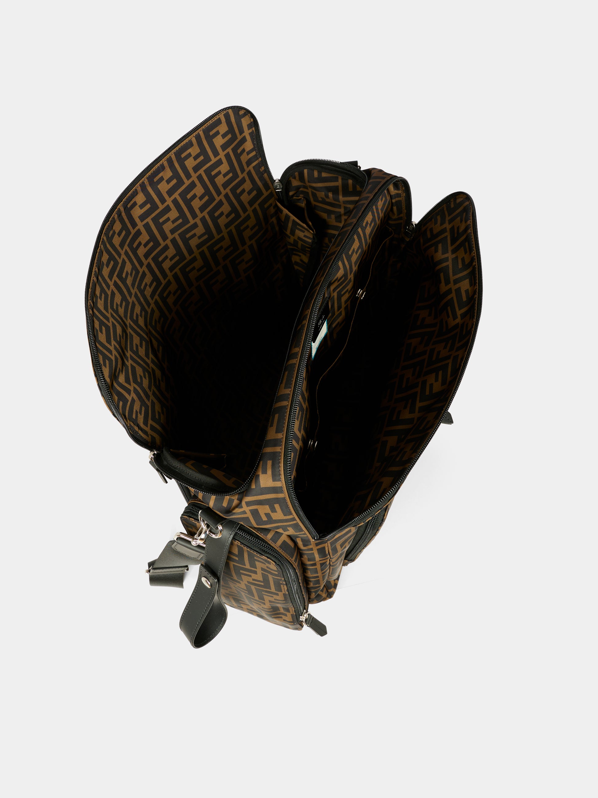 Borsa mamma marrone per neonati con doppia FF,Fendi Kids,7VB013 AFV5 F14TW