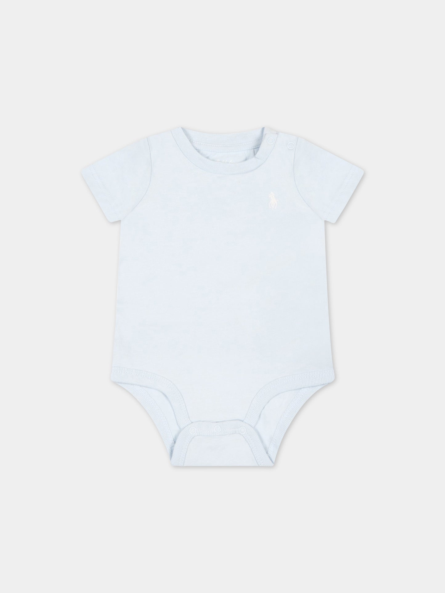 Body celeste per neonato con cavallino,Ralph Lauren Kids,850831002