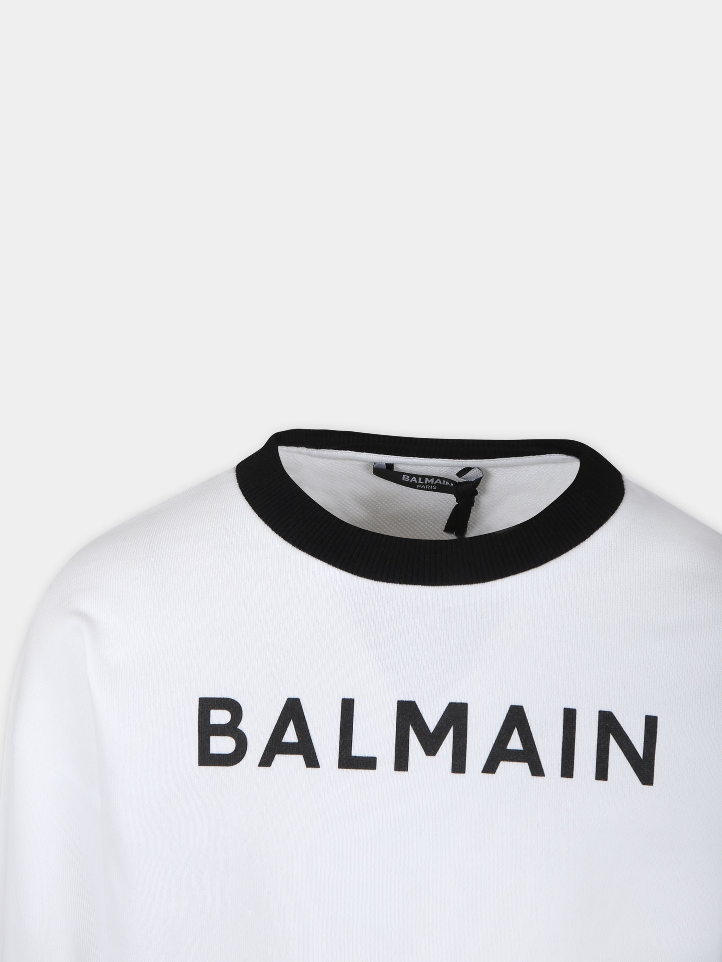 Felpa bianca per bambini con logo,Balmain Kids,6Q4130 F0015 100NE