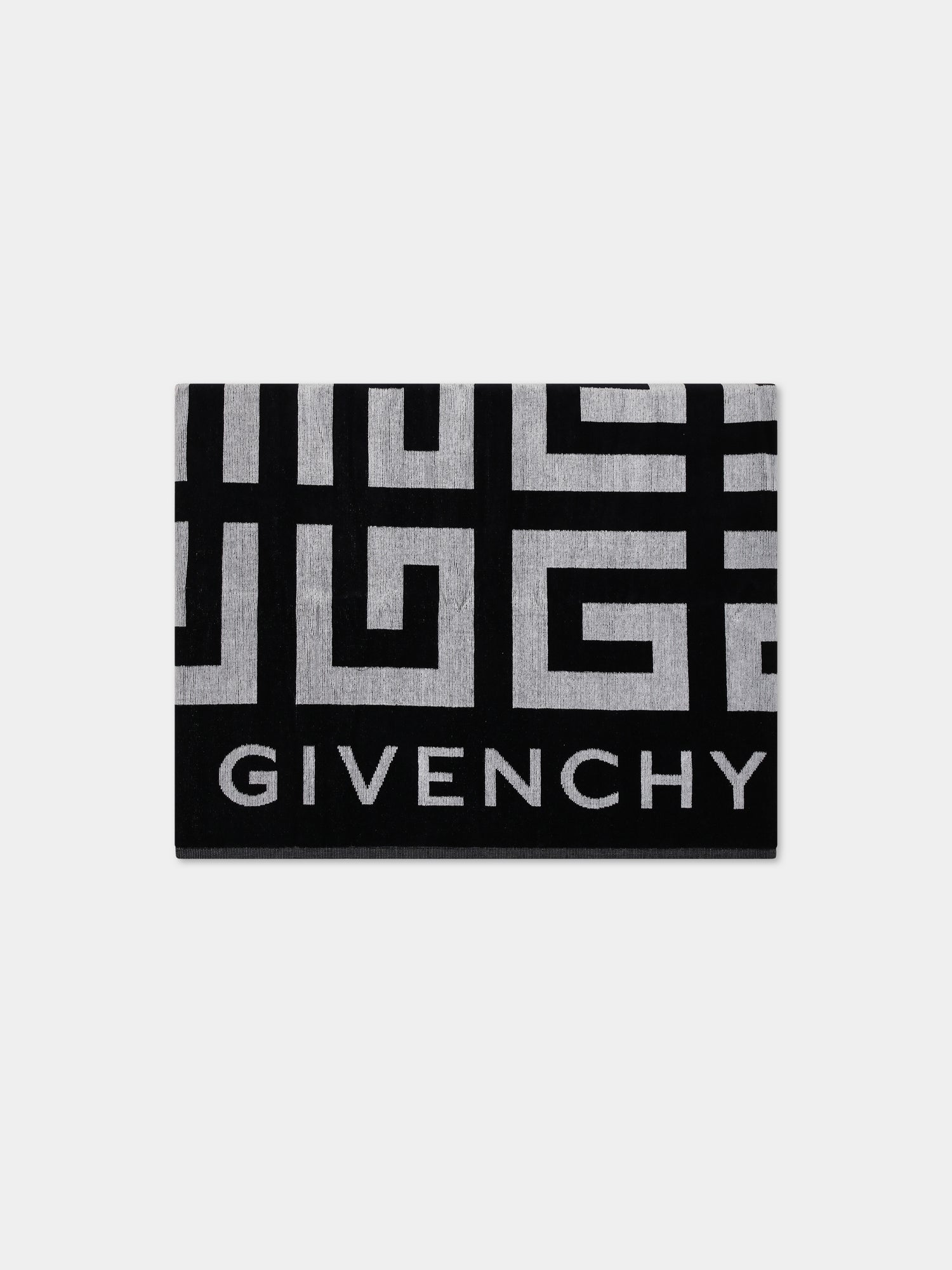 Telo mare nero per bambini con logo e motivo 4G,Givenchy Kids,H20072 M41