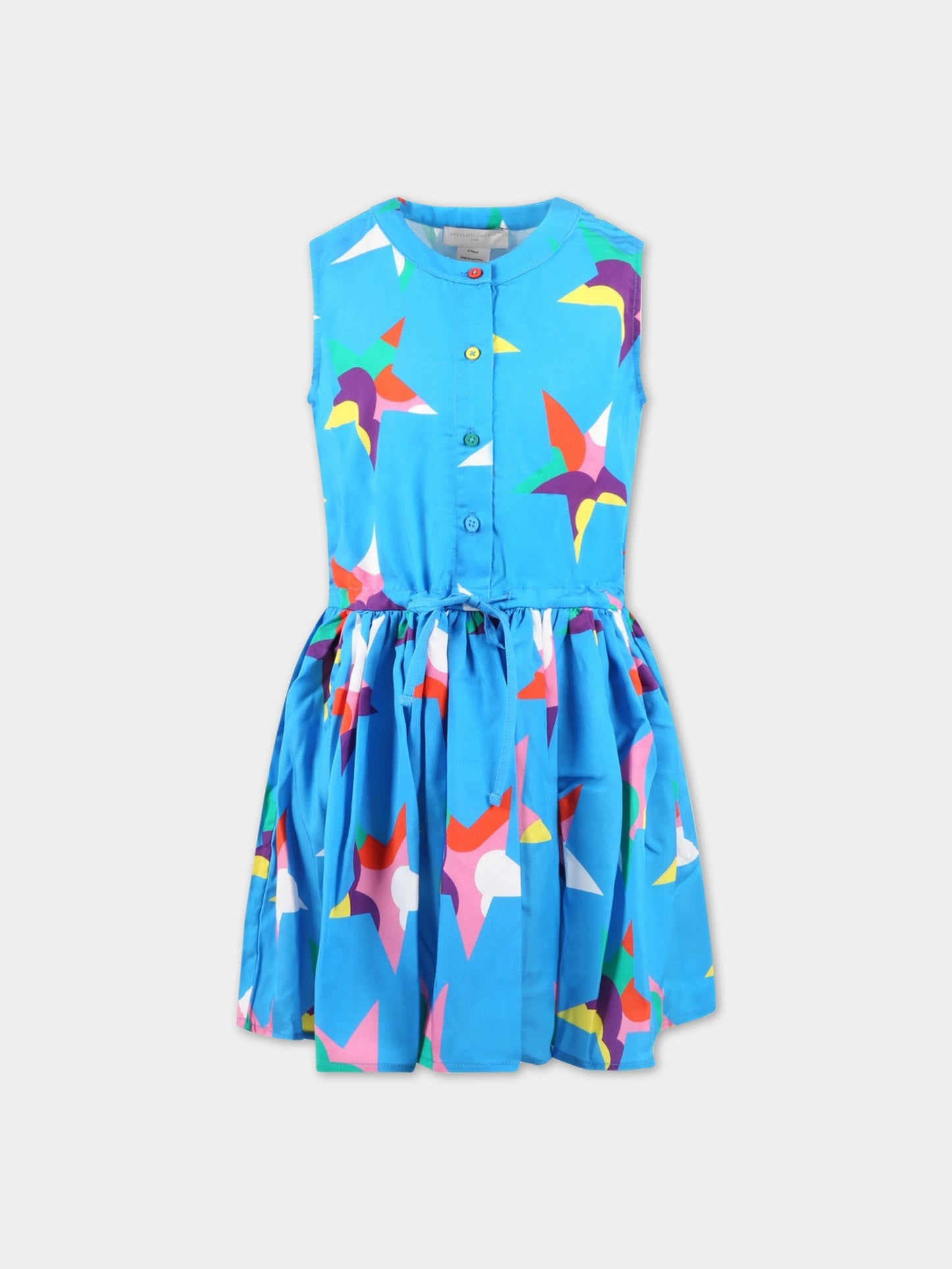 Vestito azzurro per bambina con stelle colorate,Stella Mccartney Kids,TS1C32 Z0894 610MC