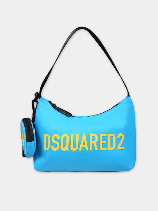 Borsa azzurra con logo per bambina,Dsquared2,DQ1637 D0A3M DQ817