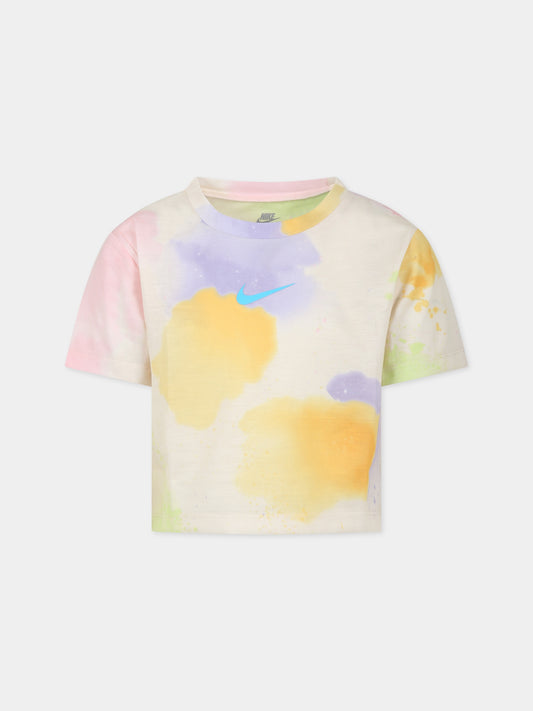 T-shirt avorio per bambina con iconico swoosh,Nike,36K816 W3Z