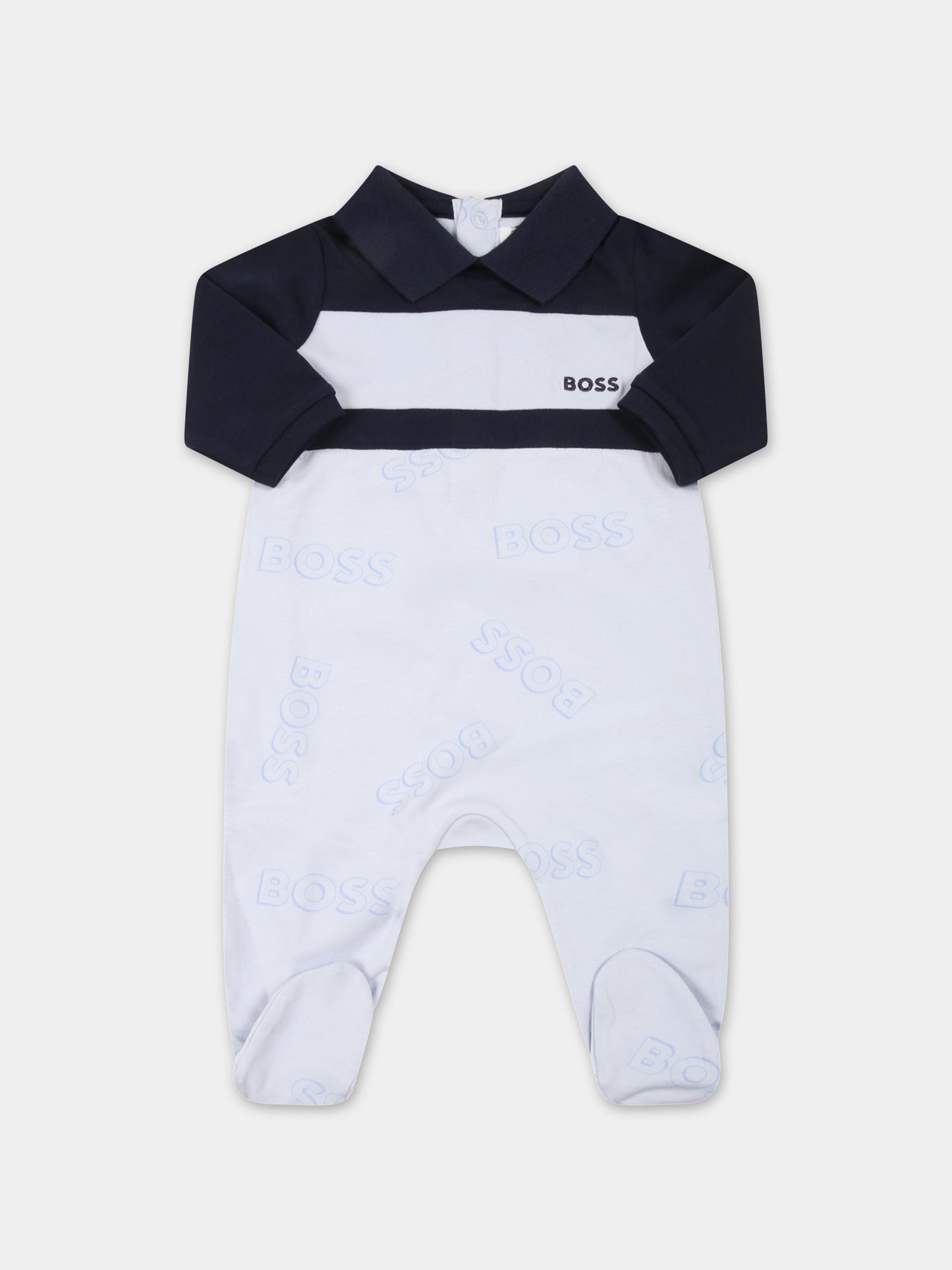 Set celeste per neonato con loghi,Hugo Boss,J98374 771