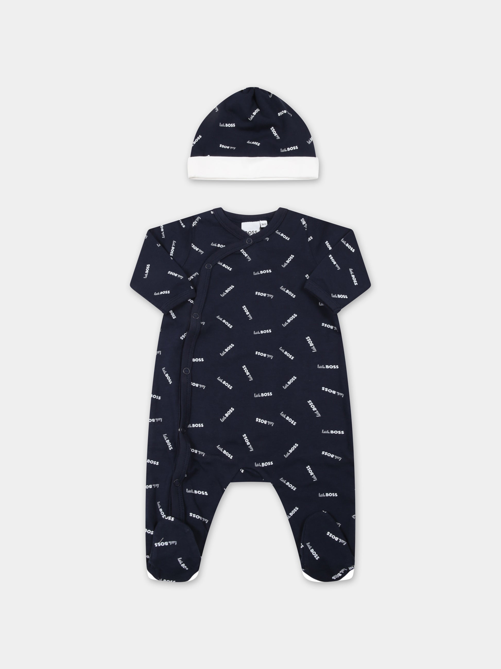 Set blu per neonato con loghi,Hugo Boss,J98377 849