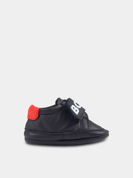 Sneakers blu per neonato con logo,Hugo Boss,J99115 849