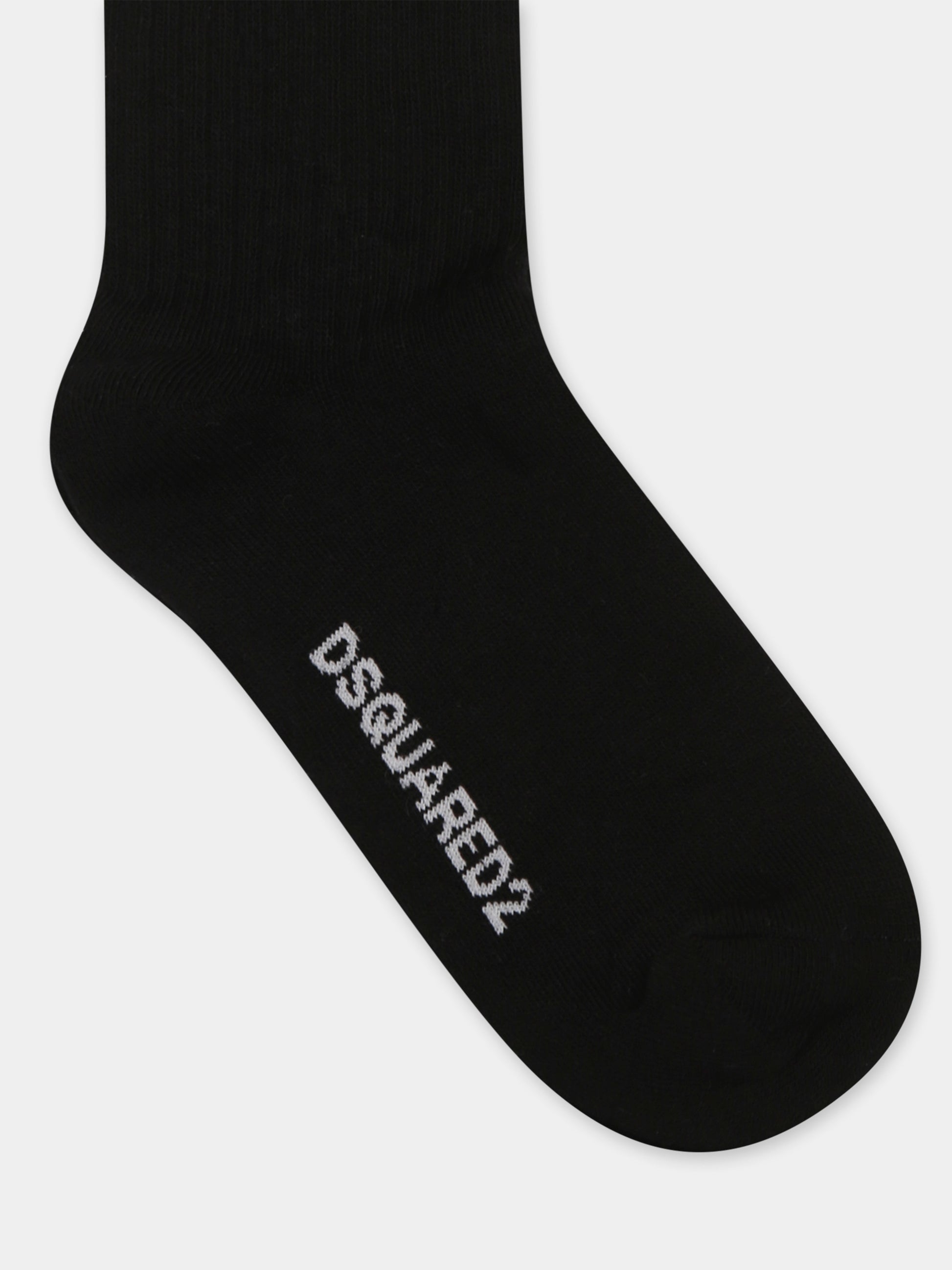 Calze nere per bambino con logo bianco,Dsquared2,DQ1035 D00WI DQ900