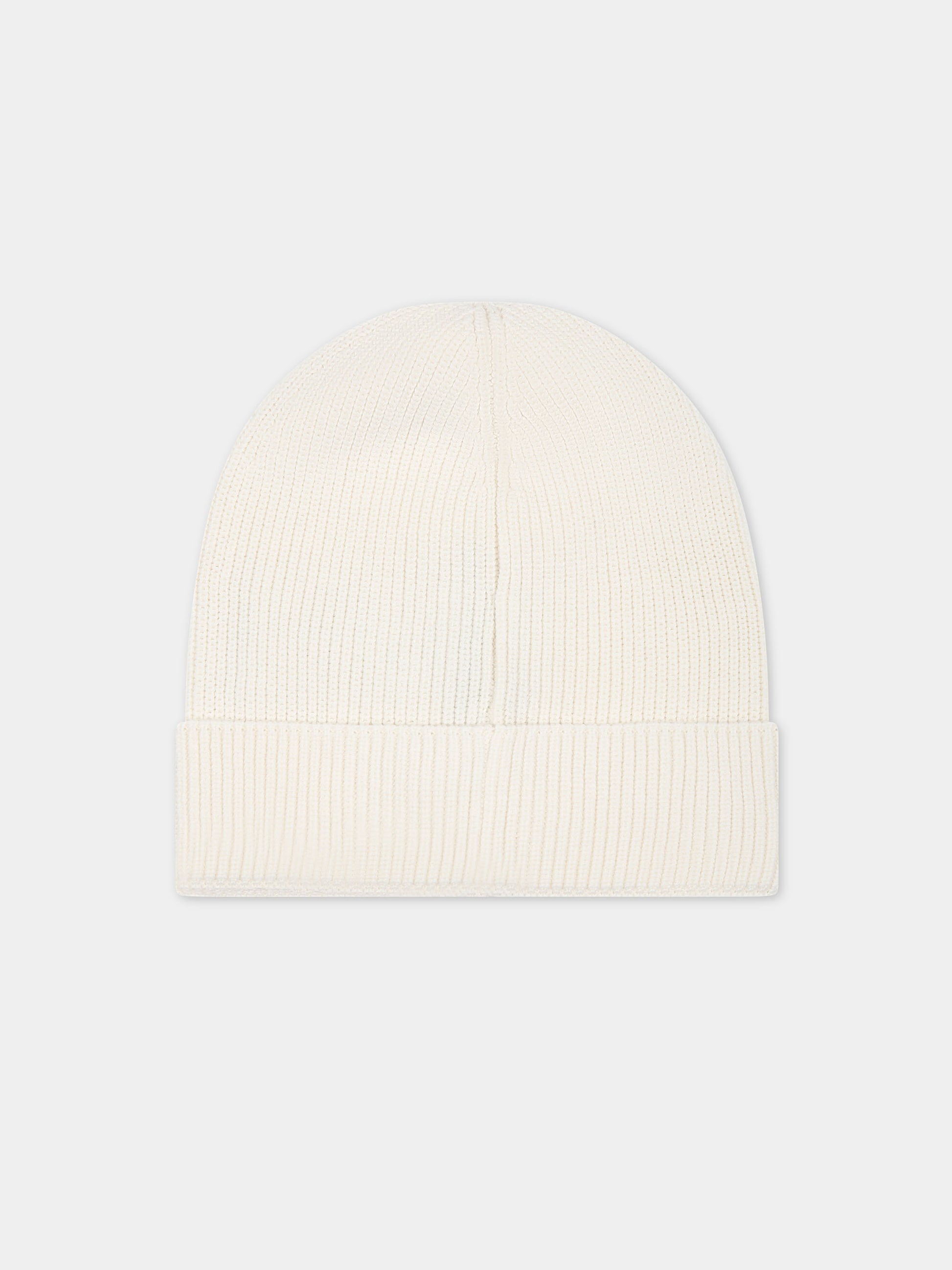 Berretto bianco per neonati con logo,Moncler Kids,951 3B00002 M1367 034