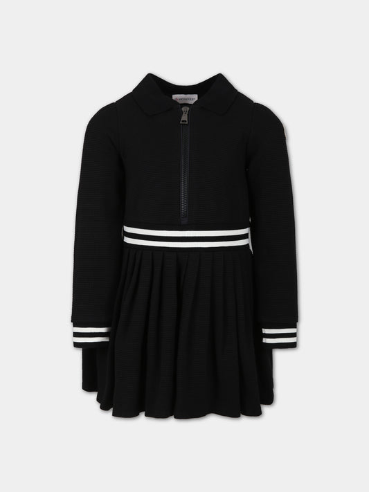 Vestito nero per bambina con logo,Moncler Kids,954 8I00001 89A2D 999