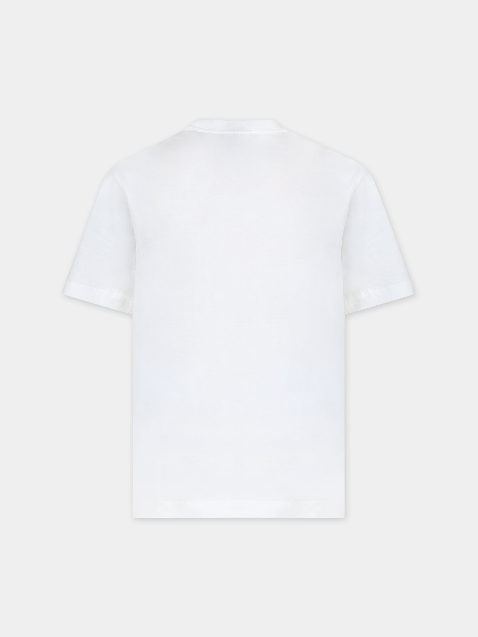 T-shirt bianca per bambino con aquilotto e logo,Armani Junior,6R4TJU 1JPZZ 0122