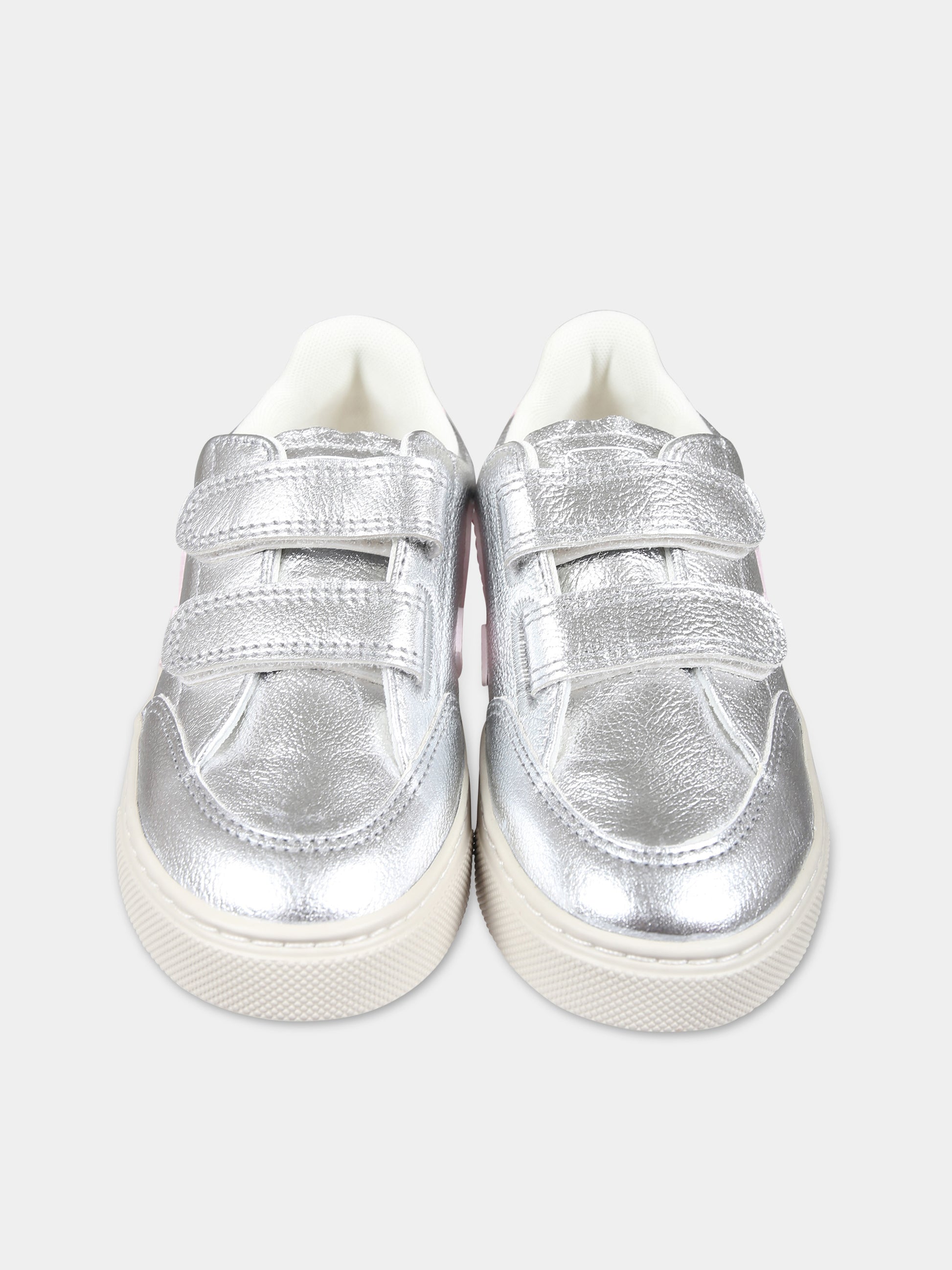 Sneakers argento per bambina con logo,Veja,XV0503416C