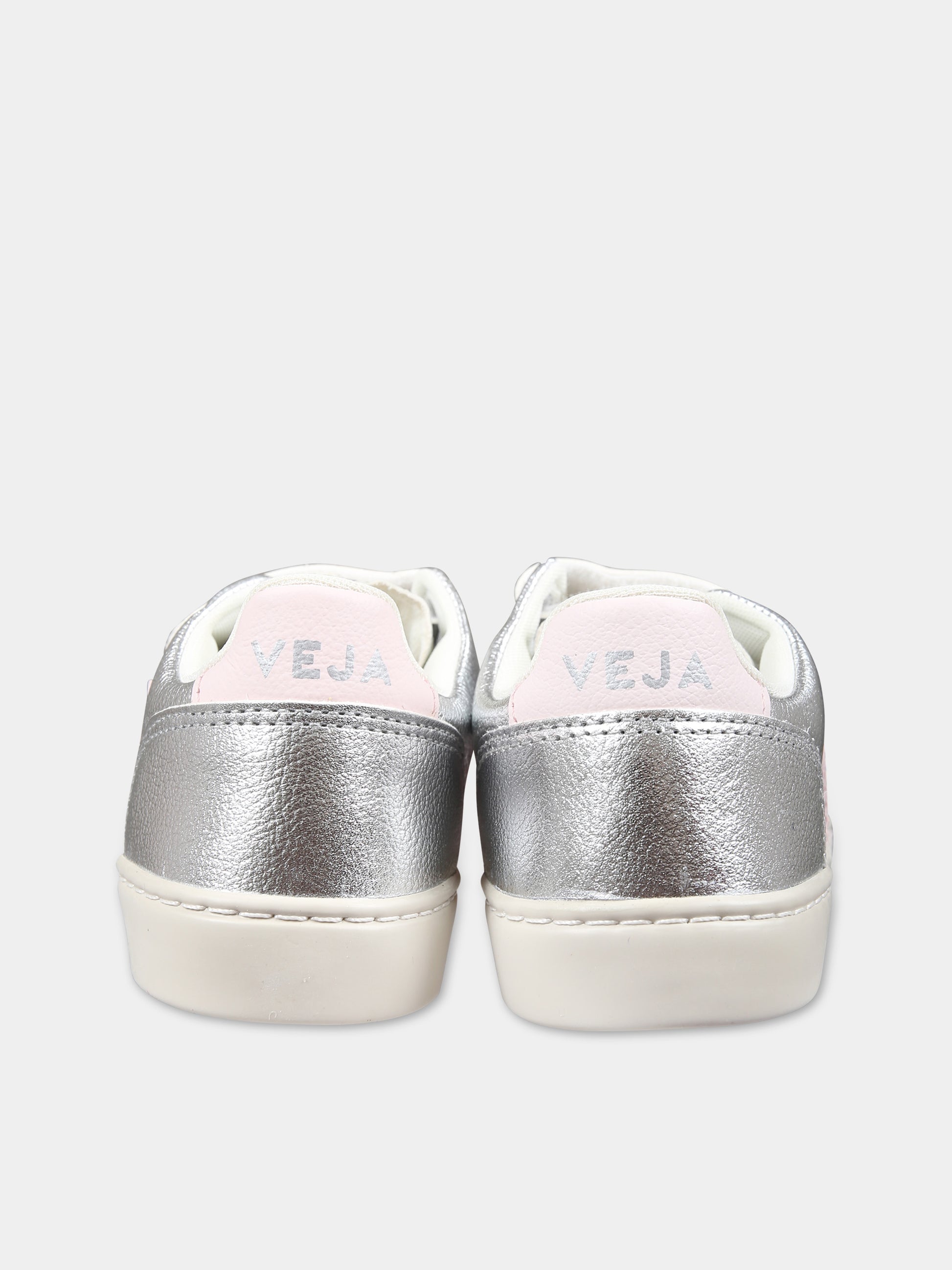 Sneakers argento per bambina con logo,Veja,XV0503416C