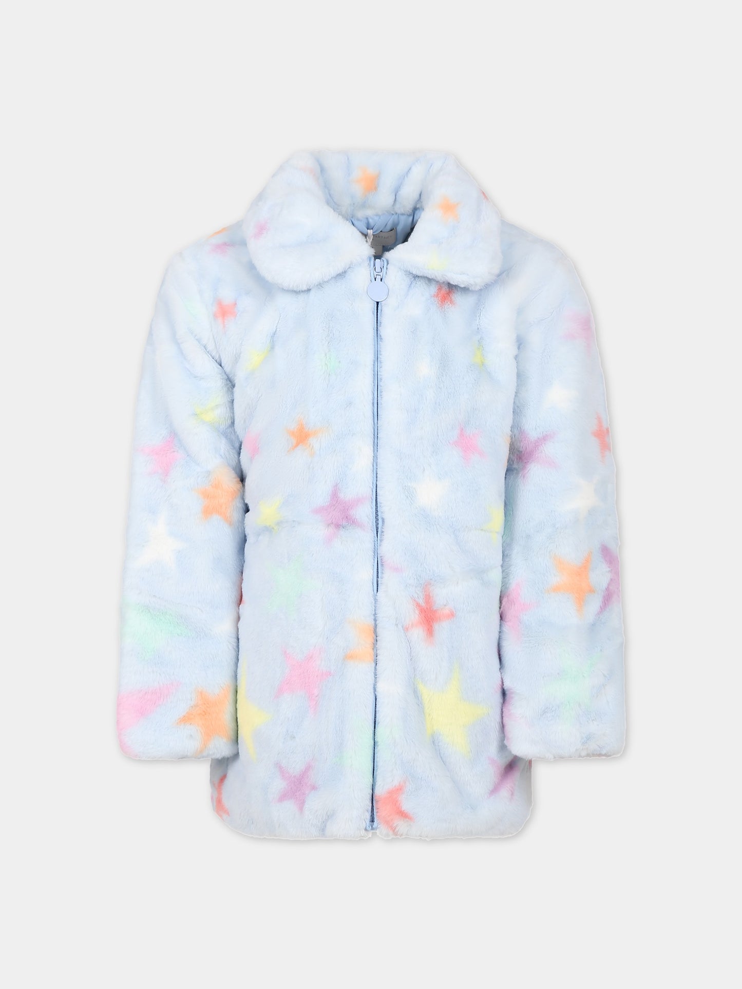 Ecopelliccia celeste per bambina con stelle,Stella Mccartney Kids,TT2A90 Z1284 602MC