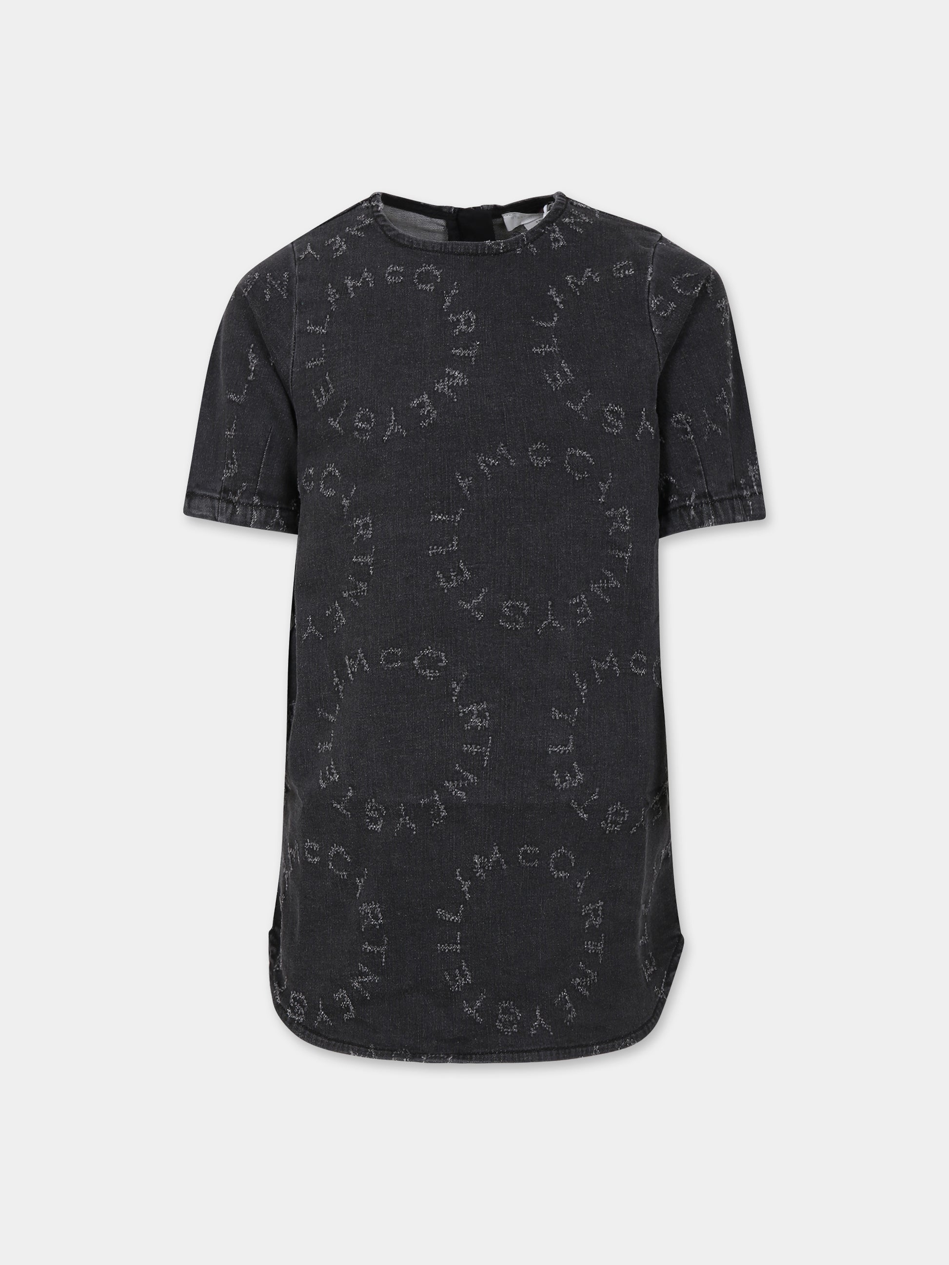 Vestito denim casual nero per bambina con logo,Stella Mccartney Kids,TT1D11 Z0153 930