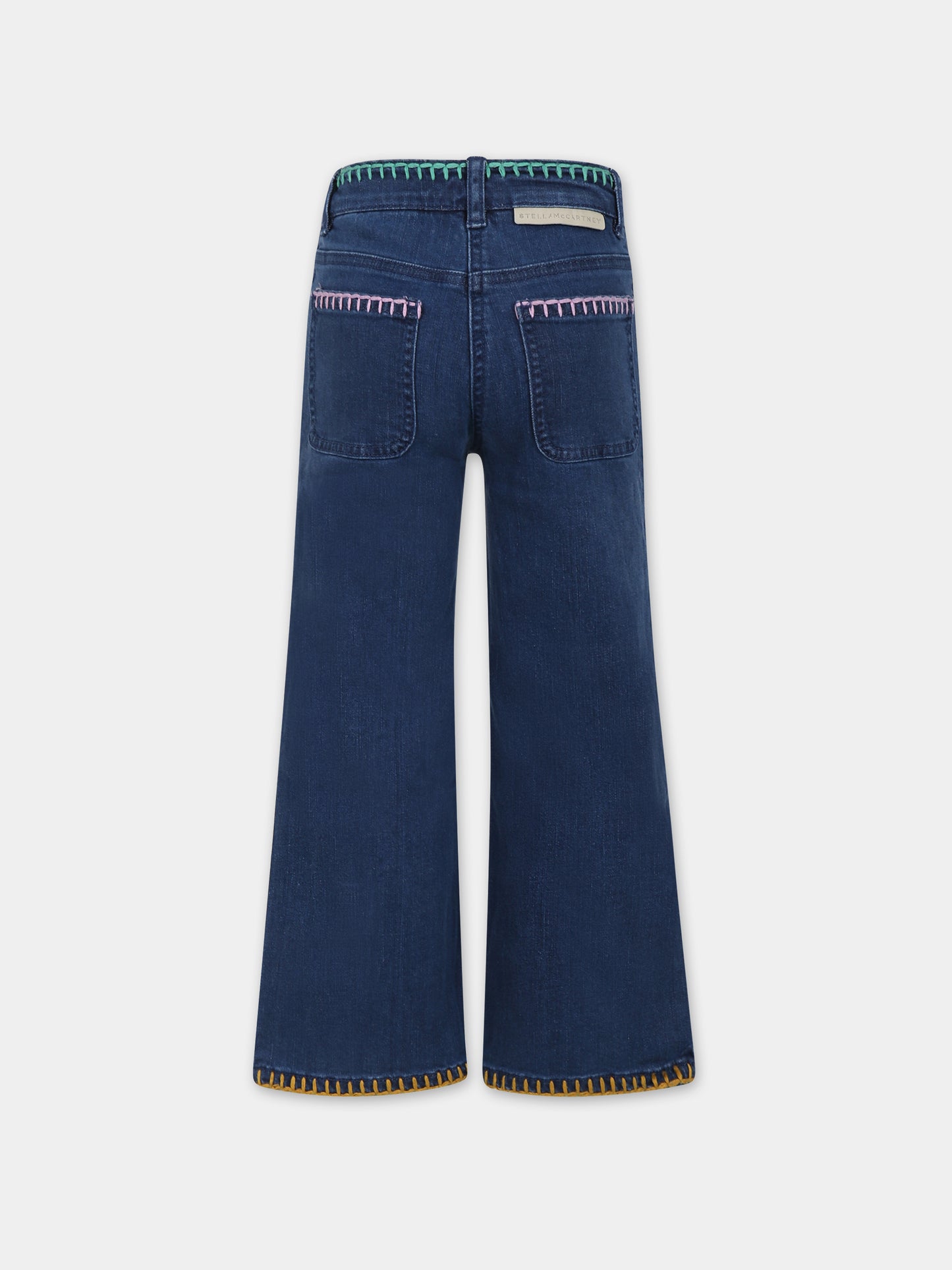 Jeans blu per bambina con fiori,Stella Mccartney Kids,TT6C60 Z0153 618