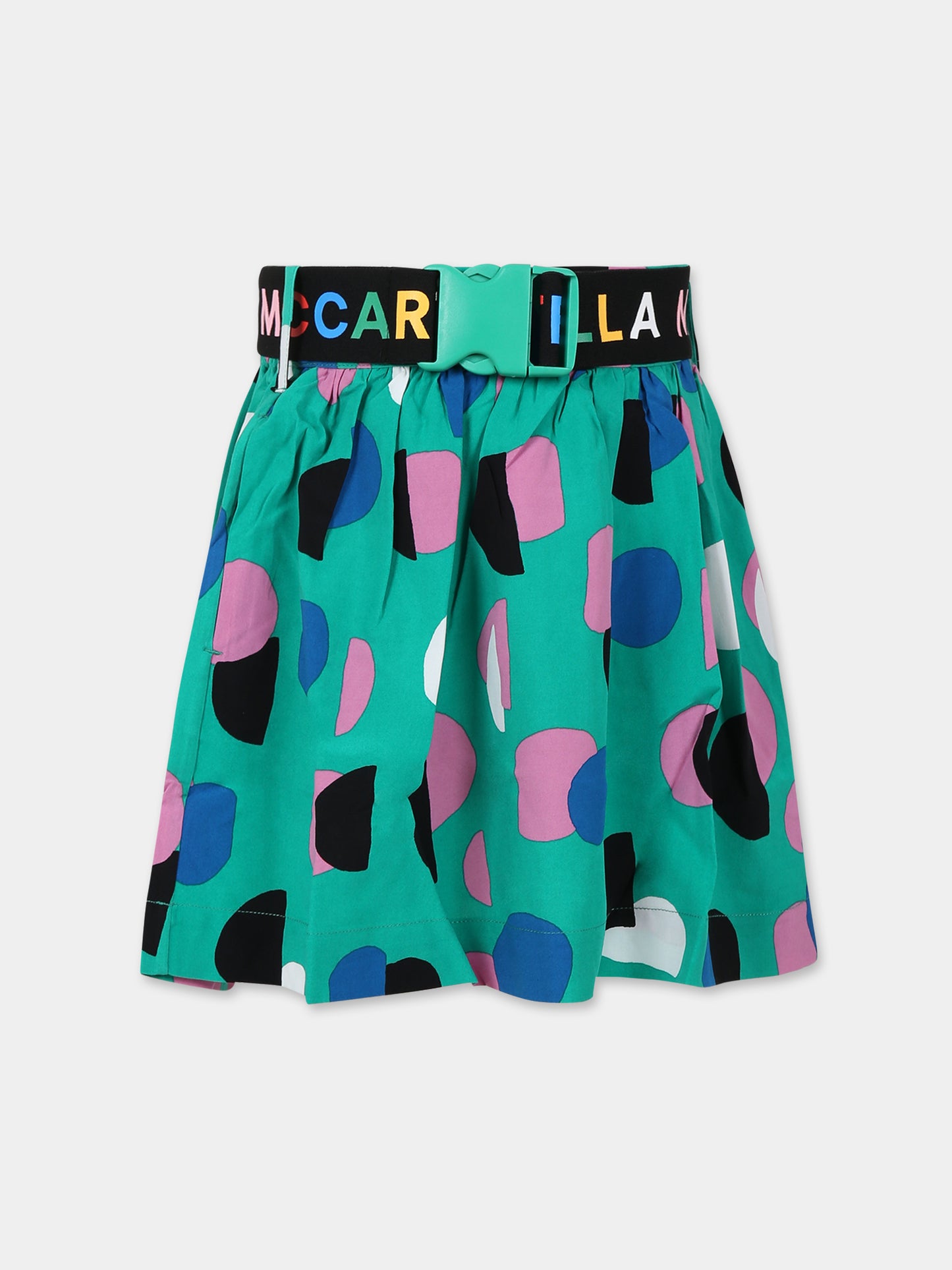 Gonna casual verde per bambina con maxi pois,Stella Mccartney Kids,TT7B21 Z1251 709MC