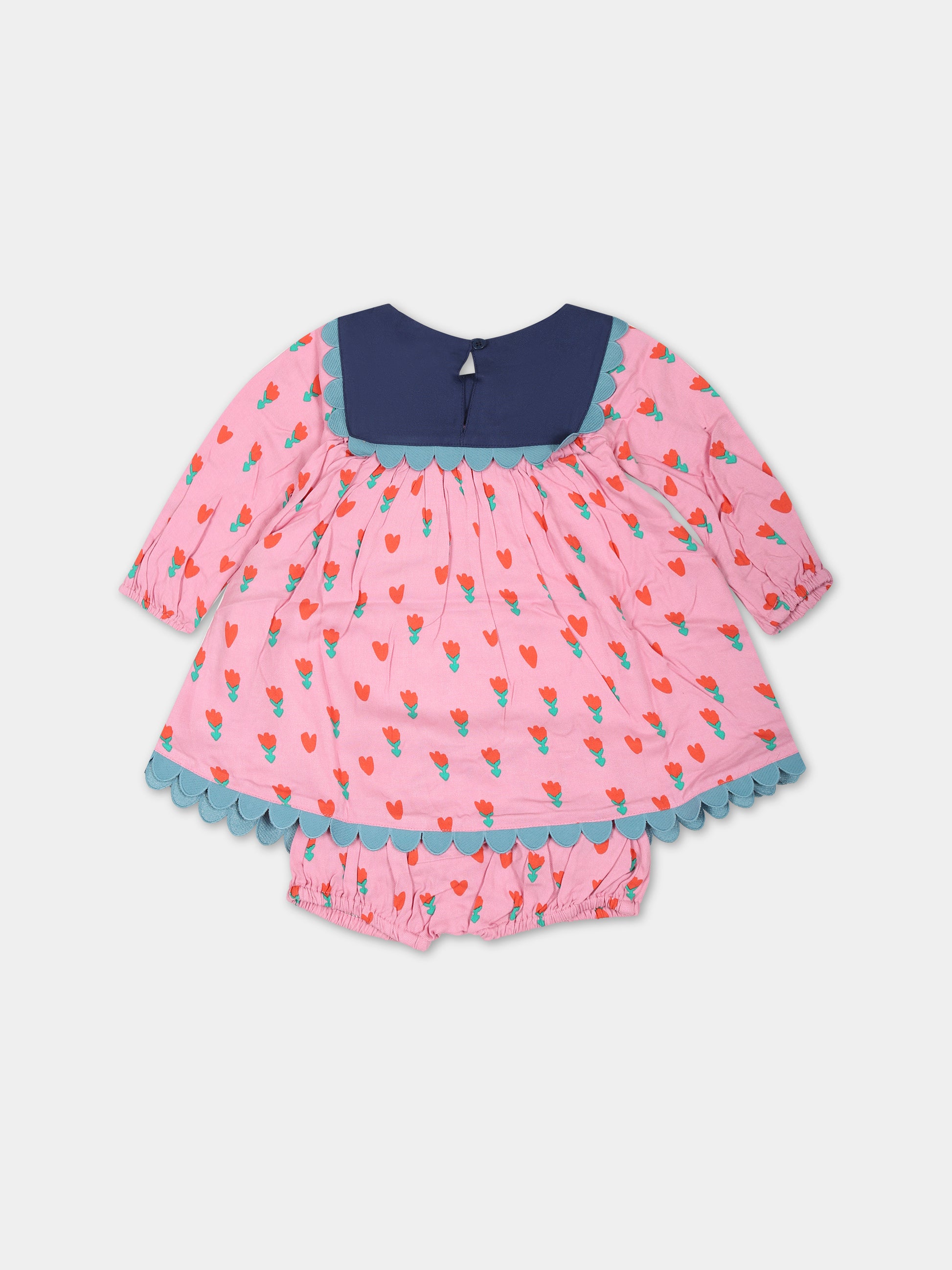 Vestito rosa per neonata con stampa tulipani,Stella Mccartney Kids,TT1201 Z1243 547MC