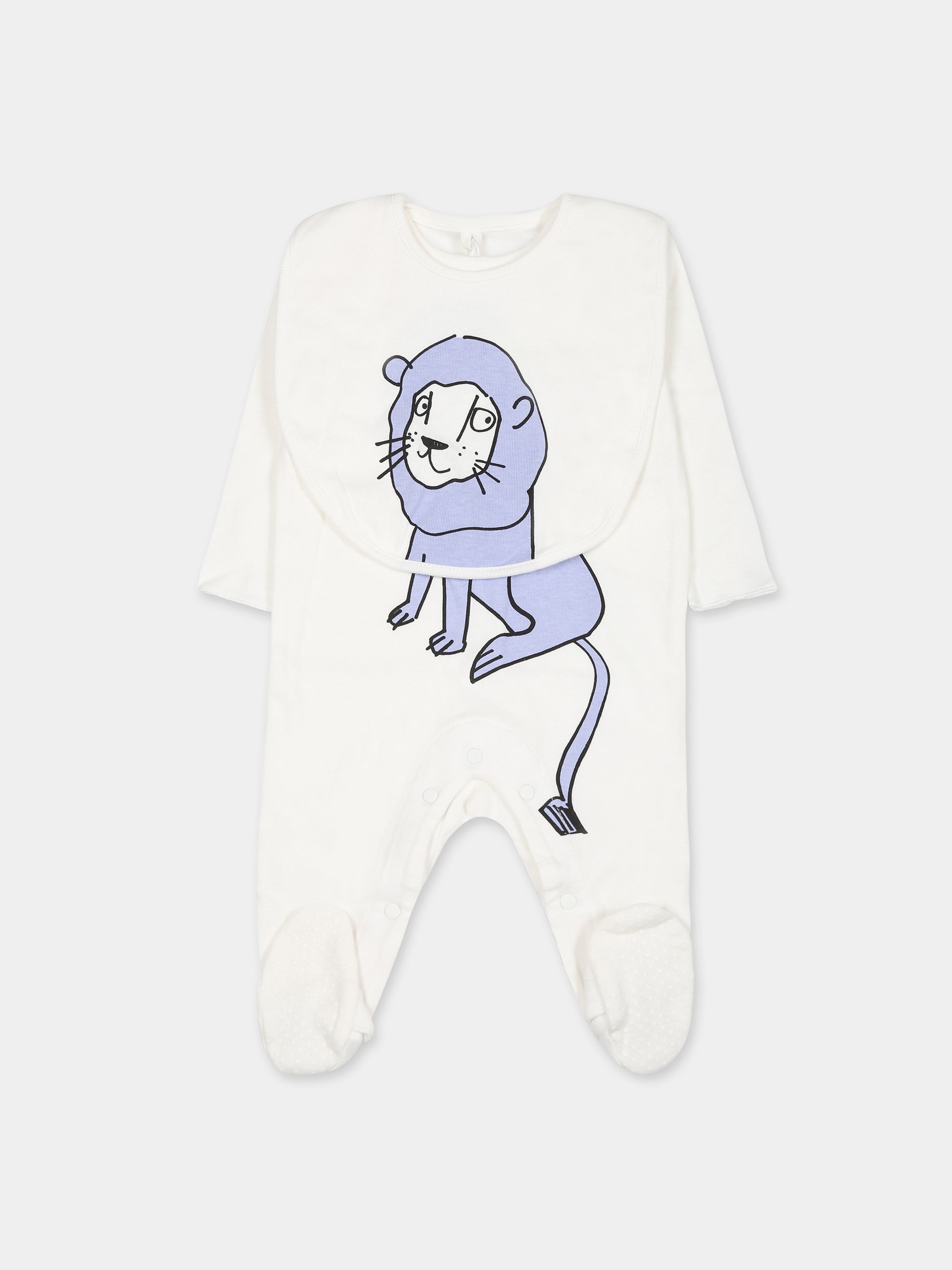 Set  bianco per neonati con stampa leone,Stella Mccartney Kids,TTB599 Z0669 101