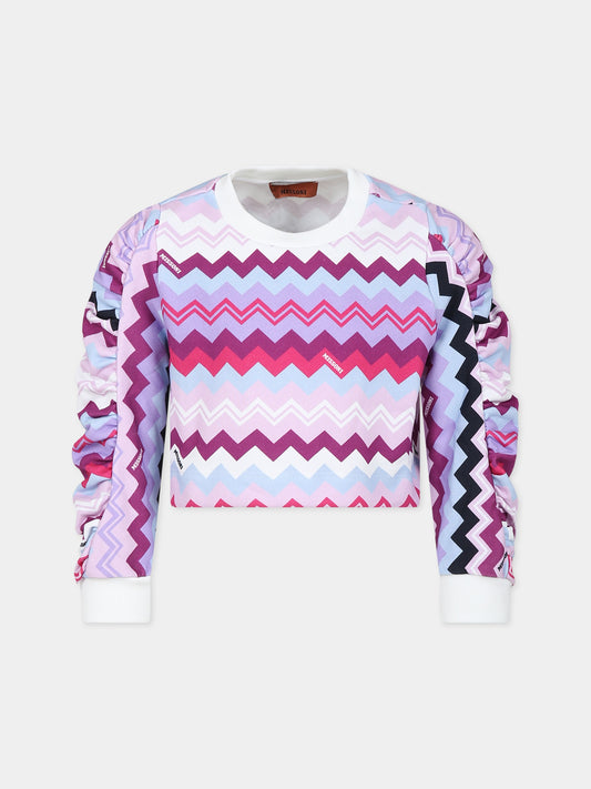 Felpa viola per bambina con logo,Missoni,MT4A10 F0121 579MC