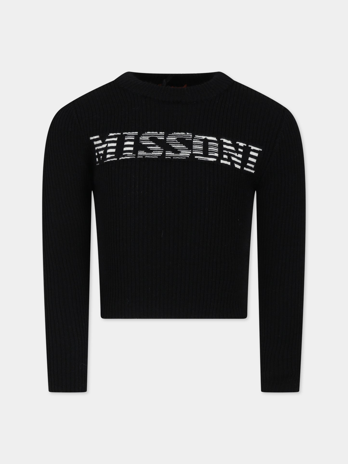 Maglione nero per bambina con logo,Missoni,MT9A60 W0012 930BC